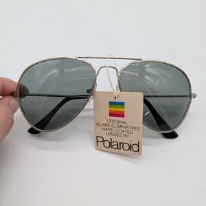 Polaroid Vtg 70s Bonneau Aviator Pilot Silver Unisex Sunglasses Original A001